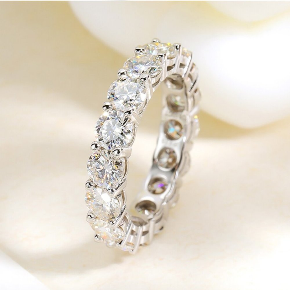 Certified 6~8 ct. t.w. 5mm Moissanite Diamond Full Eternity Band Ring NEW - Picture 8 of 15